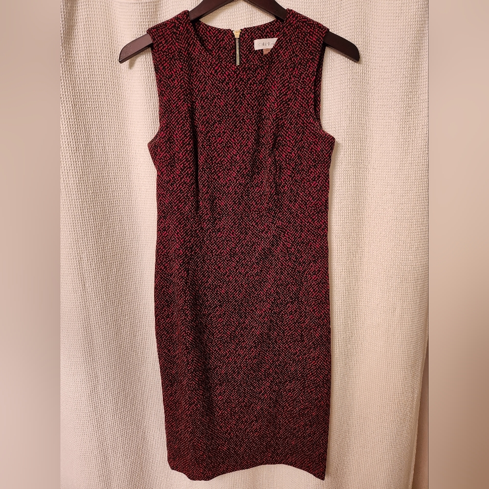 Calvin Klein Sleeveless Sheath Dress Black and Red Size 8